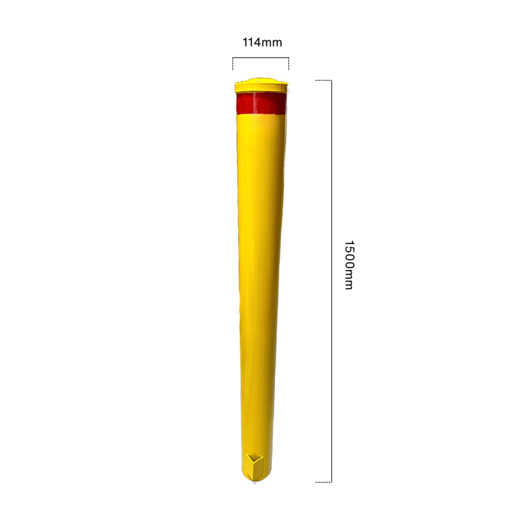 dugite economy inground safety yellow bollard 114mm wide 1500mm high Dugite Economy 114mm x 1500mm In Ground Bollard Safety Yellow 1