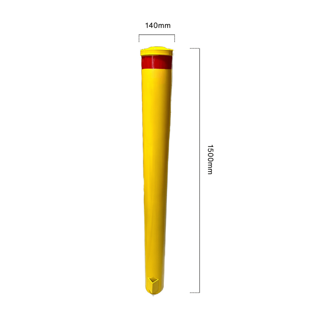 dugite economy inground safety yellow bollard 140mm wide 1500mm high Dugite Economy 140mm x 1500mm In Ground Bollard Safety Yellow 3