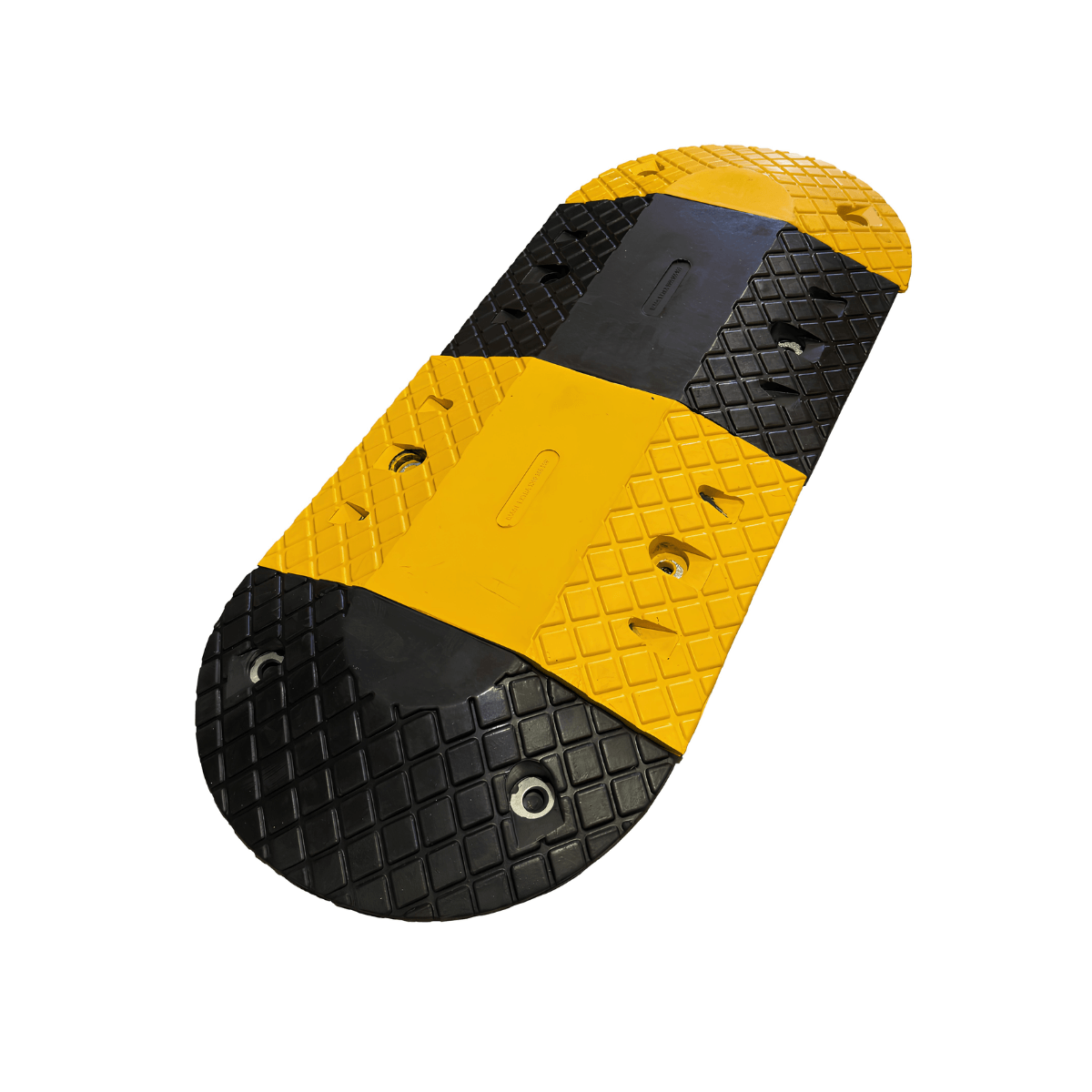 dugite rubber end cap pair yellow black speed hump 03 Dugite Rubber Speed Hump End Cap Pair - Yellow / Black 3 Dugite Rubber Speed Hump End Cap Pair - Yellow / Black - Image 3